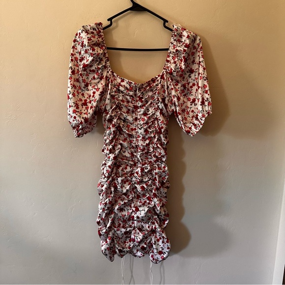 FOR LOVE & LEMONS Melrose Dress Floral Print Mini Bodycon Lace Red White - Picture 7 of 8